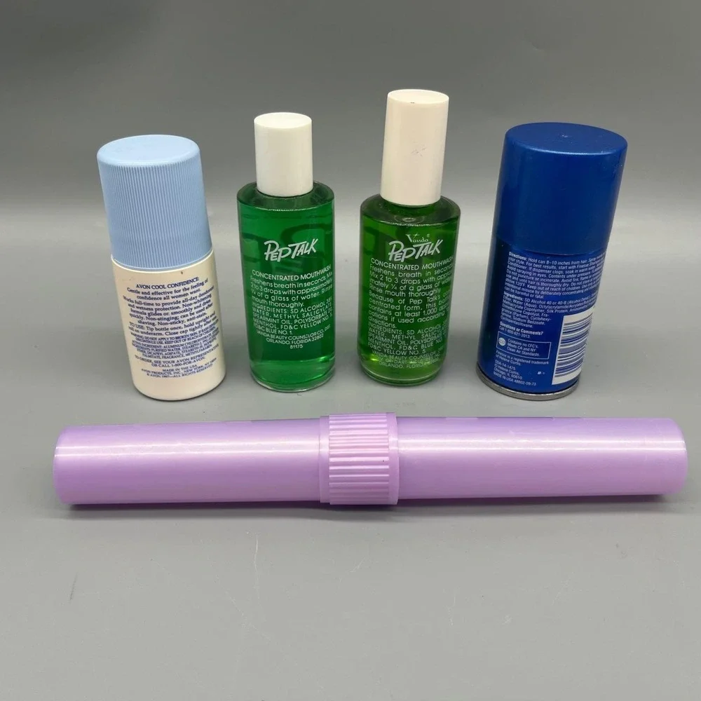 Vtg Travel Toiletries Lot Avon Deodorant Finesse Hair Spray Mouthwash Bundle NOS